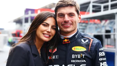 Max Verstappen of the Netherlands and Oracle Red Bull Racing and Kelly Piquet pose for a photo after the F1 Grand Prix of Brazil