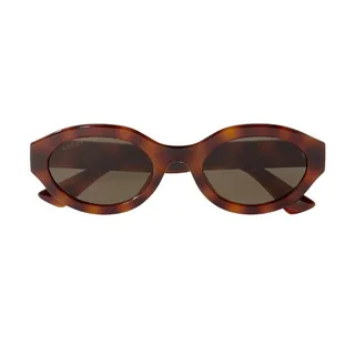 Gucci Oval-Frame Tortoiseshell Sunglasses